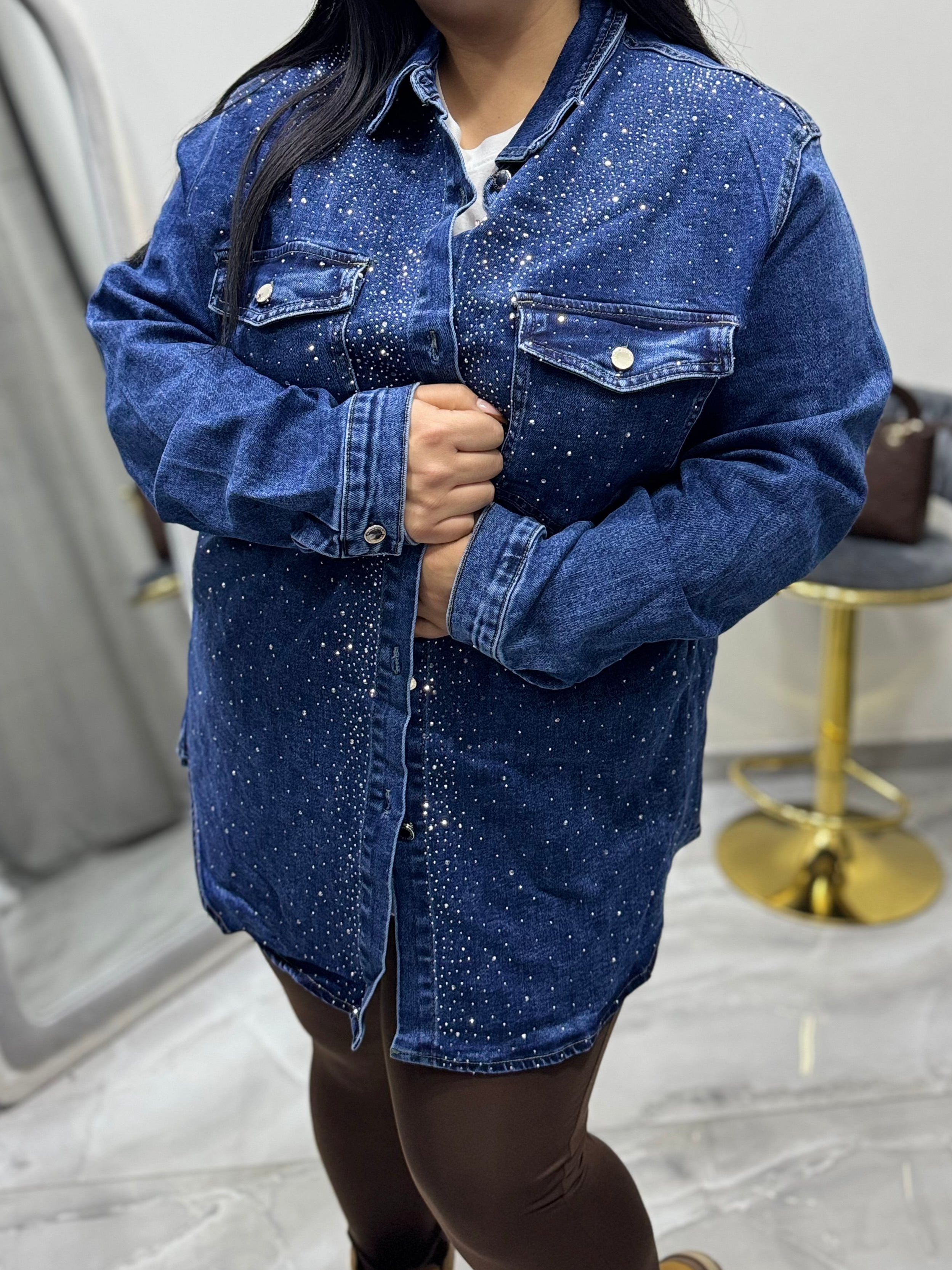 Camicione in jeans diamond