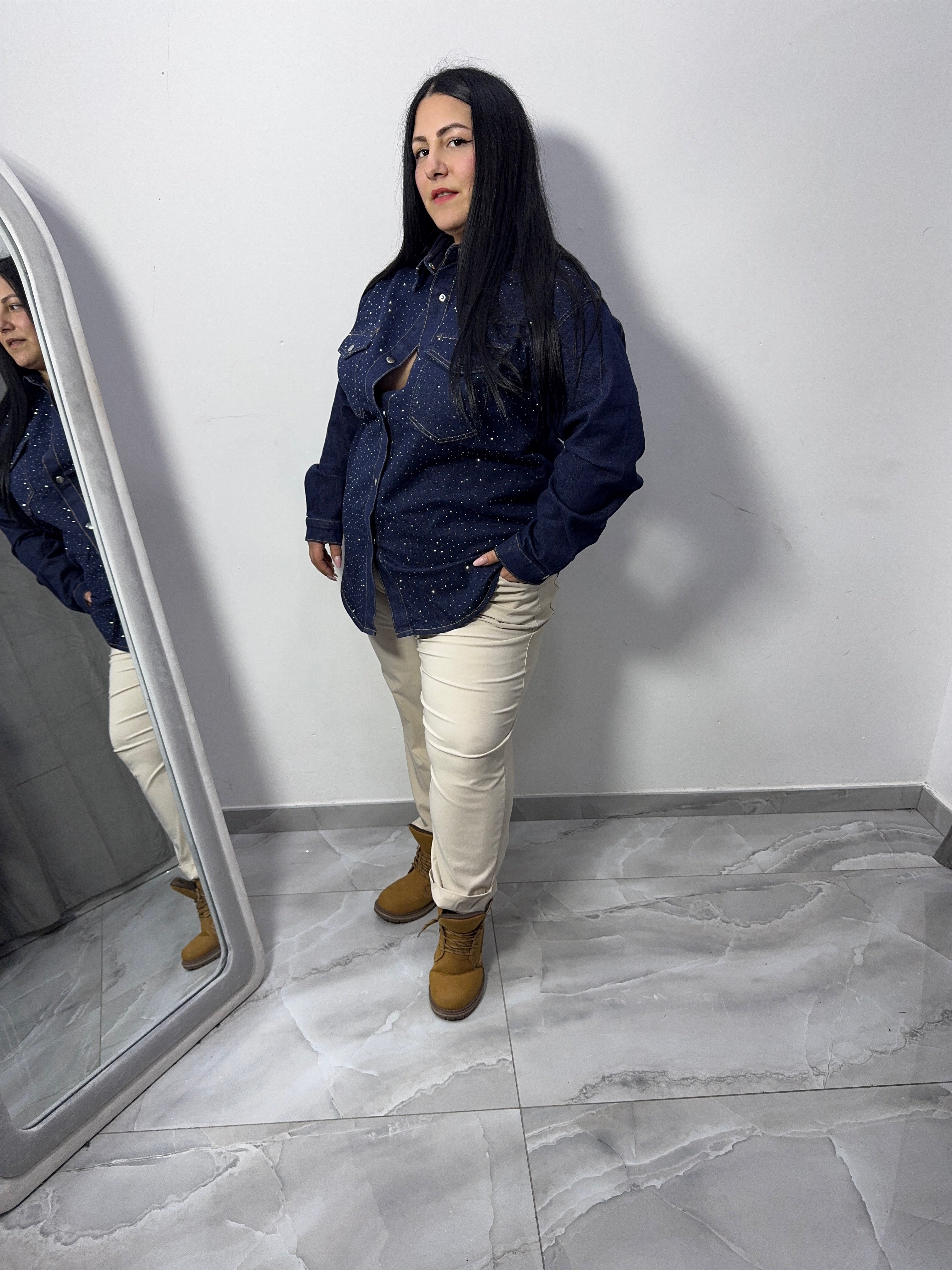 Camicia in jeans crystal