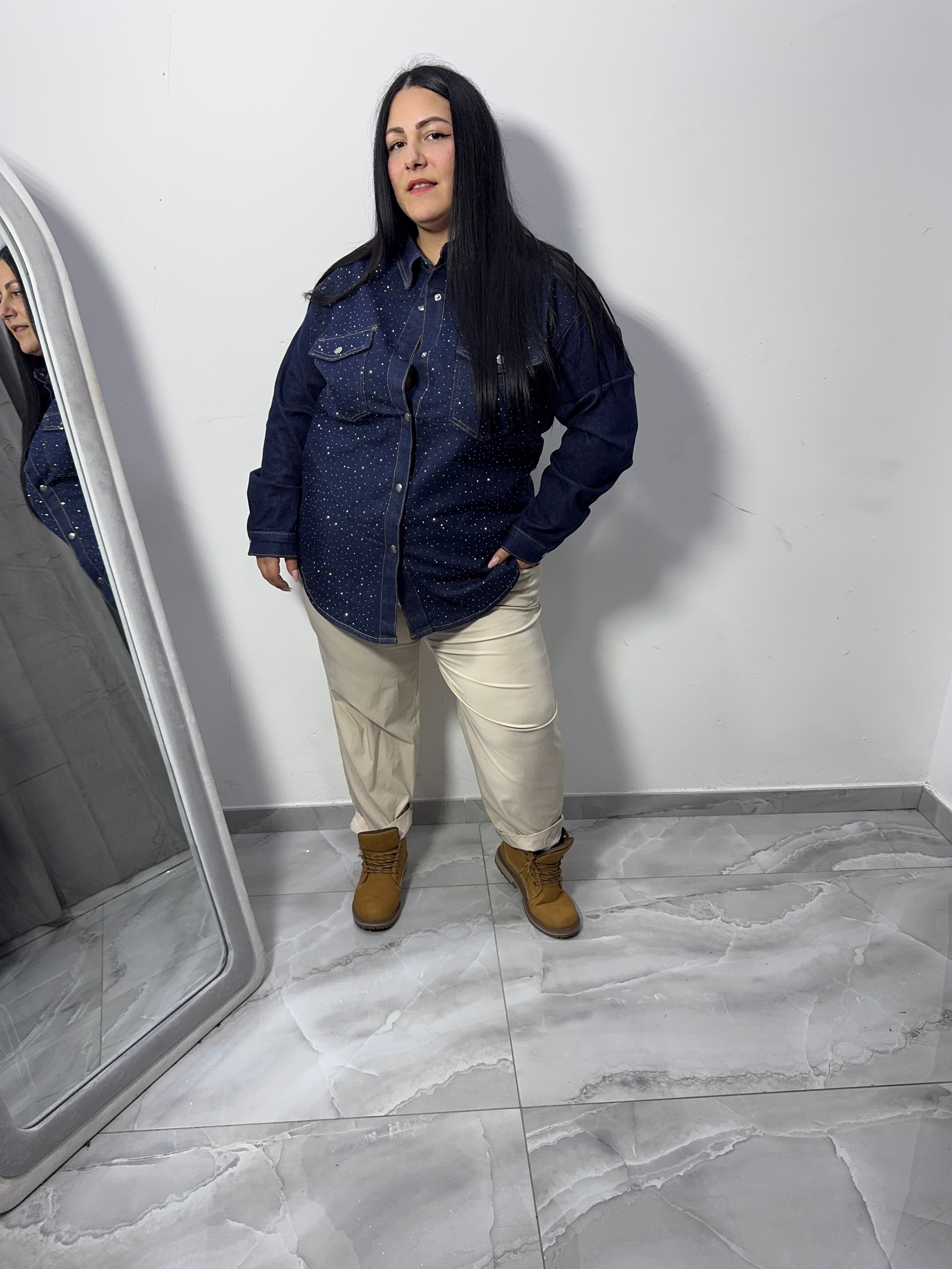 Camicia in jeans crystal